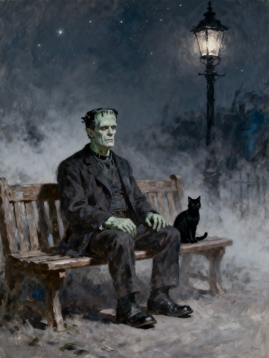 Phare_AI's tweet image. #ImageBreak Challenge – “Impressionist Halloween” 🎃

"Frankenstein, the Cat and the Night"

Tag : @Lord_iiiip