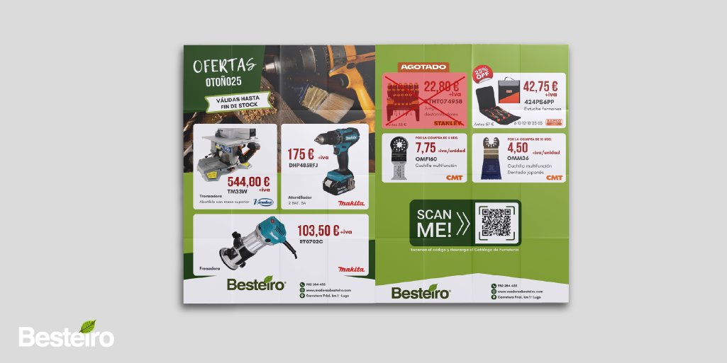 🔧Herramientas que duran. Precios que bajan💸
En la ferretería de #MaderasBesteiro trabajamos con marcas confiables y descuentos reales 🔥
✅ Calidad garantizada
✅ Asesoramiento personalizado
VISÍTANOS!!!
📍Carretera de Friol, km 1, Lugo
📞982 284 455
📲 maderasbesteiro.com