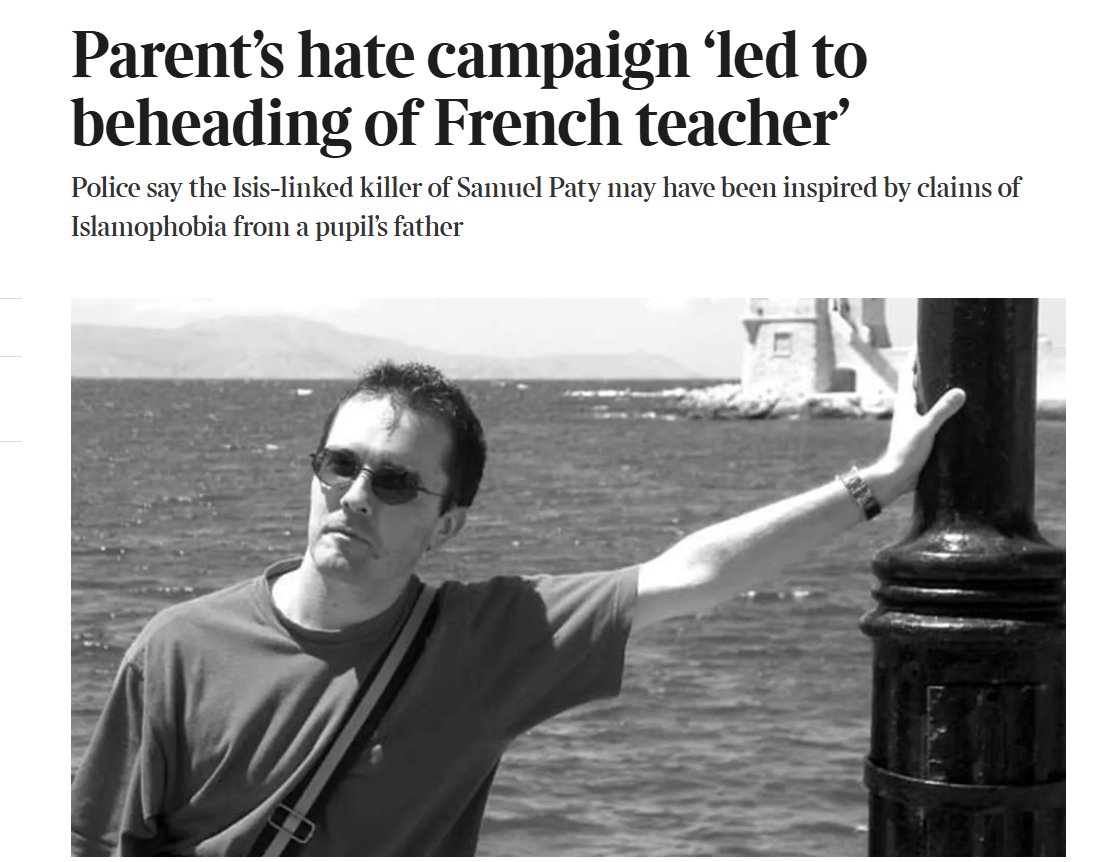 mishtal's tweet image. Five years today since teacher Samuel Paty was decapitated by an Islamic terrorist outside his school.
Over four years since a Batley teacher has been in hiding.
We have a duty to speak out. We must oppose the imposition of an 'Islamophobia' definition that will silence us.