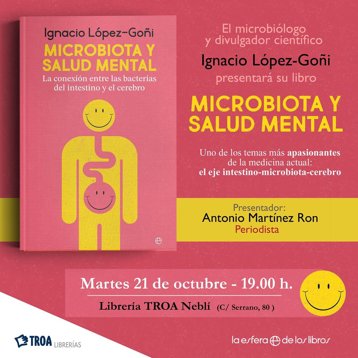 microBIO (@microbioblog) on Twitter photo #Microbiota y #saludmental
Martes 21
19:00 h
C/ Serrano 80, MADRID
<a href="/TroaLibrerias/">Troa Librerías</a>
<a href="/esferalibros/">La Esfera de los Libros</a> #Microbiota y #saludmental
Martes 21
19:00 h
C/ Serrano 80, MADRID
<a href="/TroaLibrerias/">Troa Librerías</a>
<a href="/esferalibros/">La Esfera de los Libros</a>