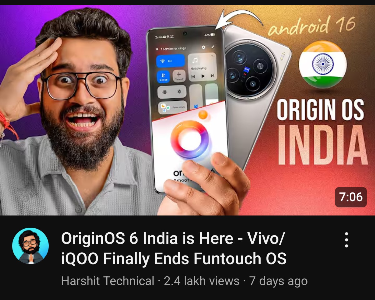 YourbroRishabh's tweet image. Origin OS 6 is probably the most highlighted Android software of this month.
However, they deserve it, the improvements are major over Funtouch OS and not just a name change as a few guys mentioned.