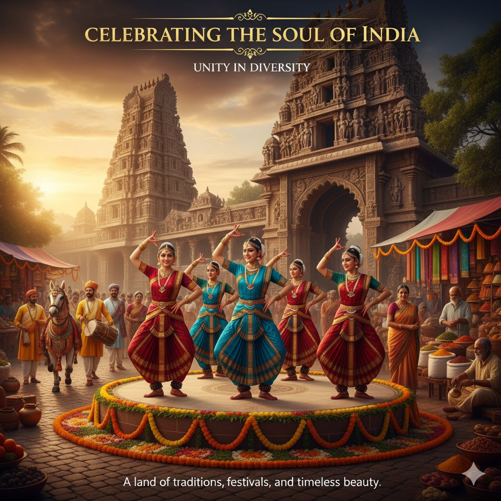 DineshChat2's tweet image. &quot;A blend of sacred architecture, classical dance, and bustling market life.&quot;