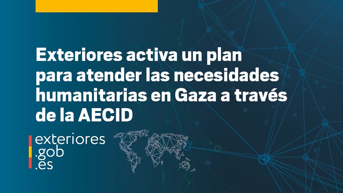 #Gaza: el <a href="/MAECgob/">Ministerio de Asuntos Exteriores, UE y Cooperación</a> ante el anuncio de alto al fuego y la posibilidad de entrada masiva de ayuda humanitaria por vía terrestre ha activado un plan para atender las necesidades humanitarias a través de la <a href="/AECID_es/">AECID</a>.

🔗
exteriores.gob.es/es/Comunicacio…