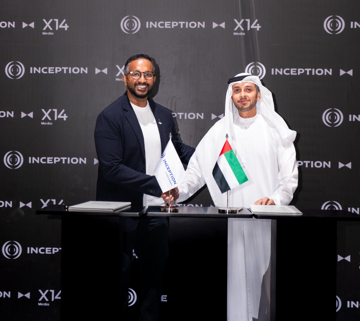 Inception_ai_'s tweet image. Yesterday at #GITEXGlobal2025, we signed an MoU with X14 to co-design, develop, and operationalize, a next-generation AI media intelligence platform that detects, analyzes, and responds to harmful or misleading narratives in real time. #Inception #G42 #X14 #GITEX2025
