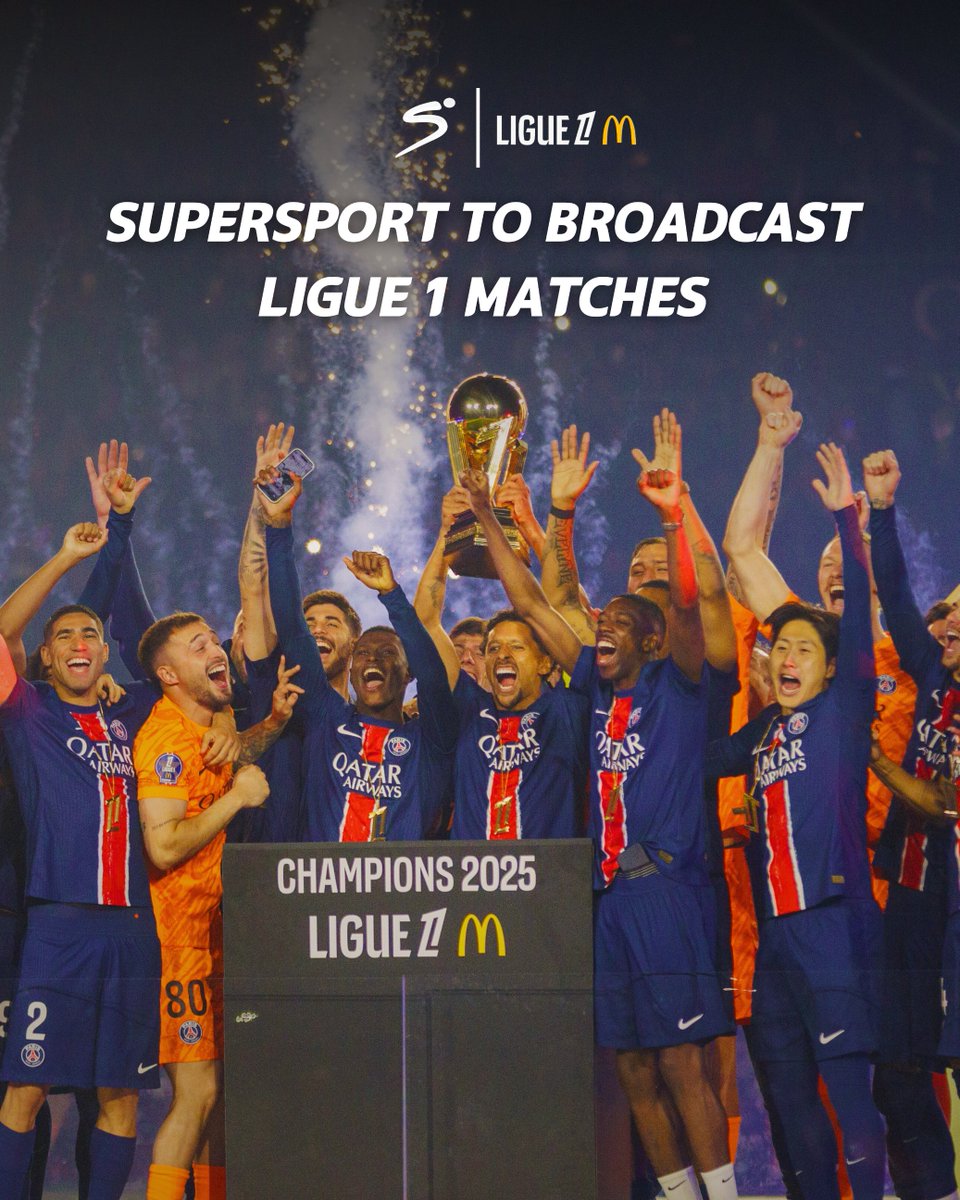SSFootball's tweet image. Starting this weekend, SuperSport will begin broadcasting Ligue 1 matches 🤩

Coverage will begin with French quadruple winners PSG facing Strasbourg at 20:45 CAT on 17 Oct 2025 🏆

#SSFootball