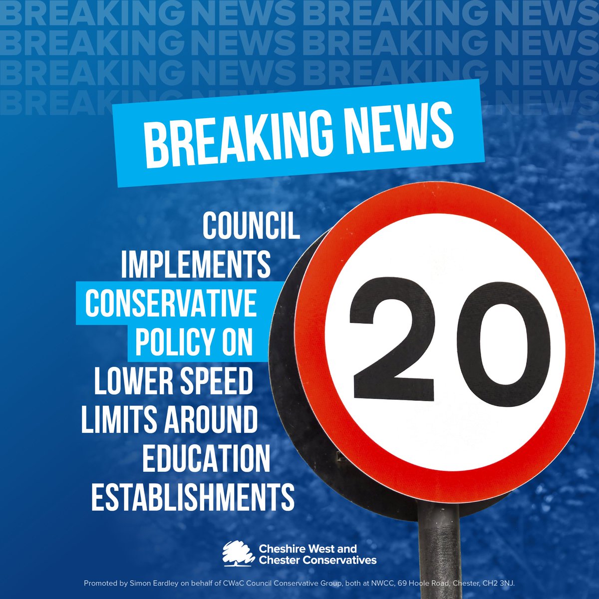 CWaCTory's tweet photo. We are proud to have championed a policy to reduce speed limits in #Cheshire West and #Chester around education establishments AND employ a dedicated 'Safer Routes to School' officer. This policy is now being implemented.
#ConservativeAction #RoadSafety
https://t.co/V24QY2CjN1 https://t.co/zLEAsn57d9