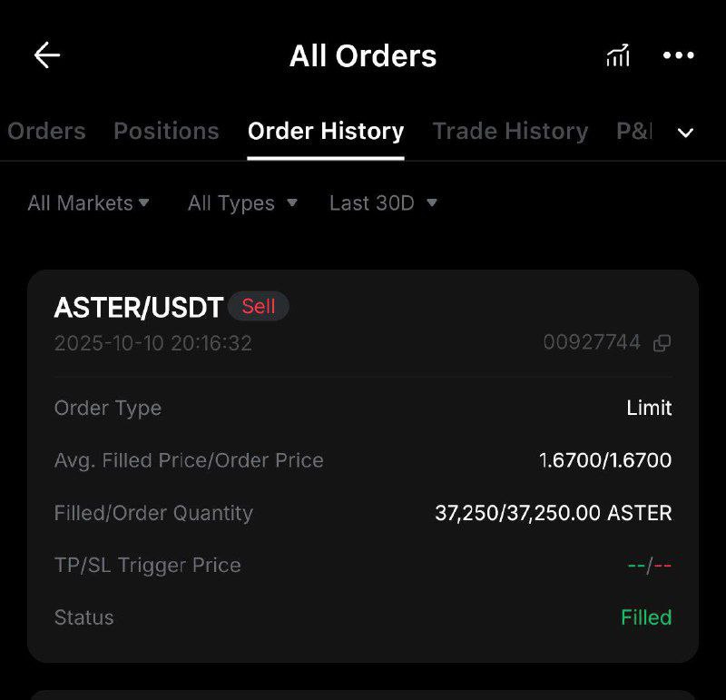 $ASTER moved faster and dropped harder than I thought from $1.52. I sold half of my recent $113,000 buy at $1.67. I still have the other half. I posted a picture of my sale.

Click below ⬇️

t.me/+dkjomjXLQsQzO…

#LaVozArgentina #helevier #OlympiacosBC #السويداء #كاريزما5 #Lin