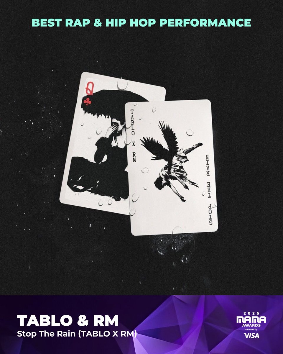 01Btsxarmy's tweet image. 🔔| Congratulations to TABLO and #RM with "Stop The Rain" for being nominated as the "BEST RAP & HIP HOP PERFORMANCE" at the 2025 MAMA Awards! 🎉