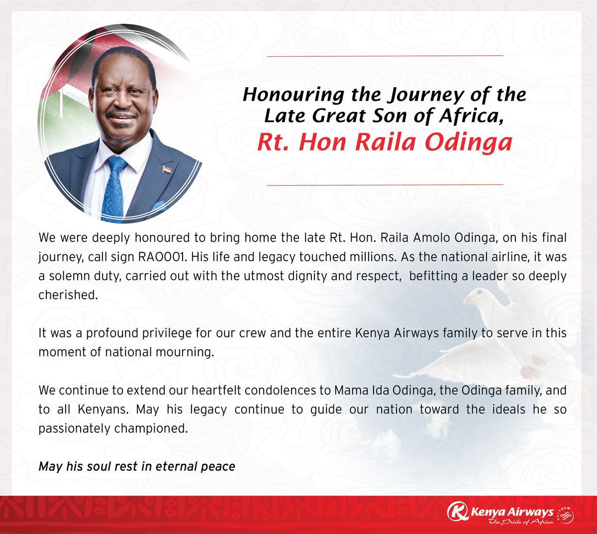 Honouring the Journey of the Late Great Son of Africa, Rt. Hon Raila Odinga