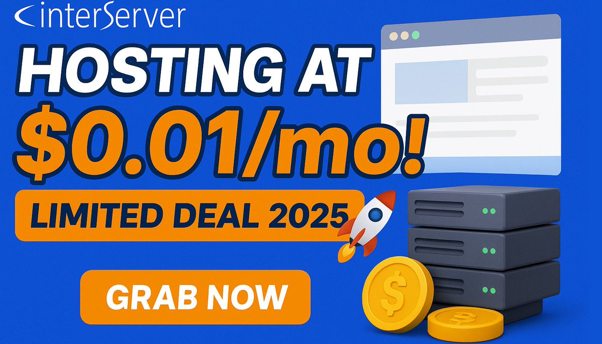 MdTarikulMolla2's tweet image. 🔥 Get web hosting for only $0.01/mo with #InterServer!
✅ Fast servers
✅ Free SSL
✅ Unlimited storage
💡 Use code 1CENT to claim the deal 👉 youtu.be/sFYLdHwnMko

#WebHosting #HostingDeal #CheapHosting