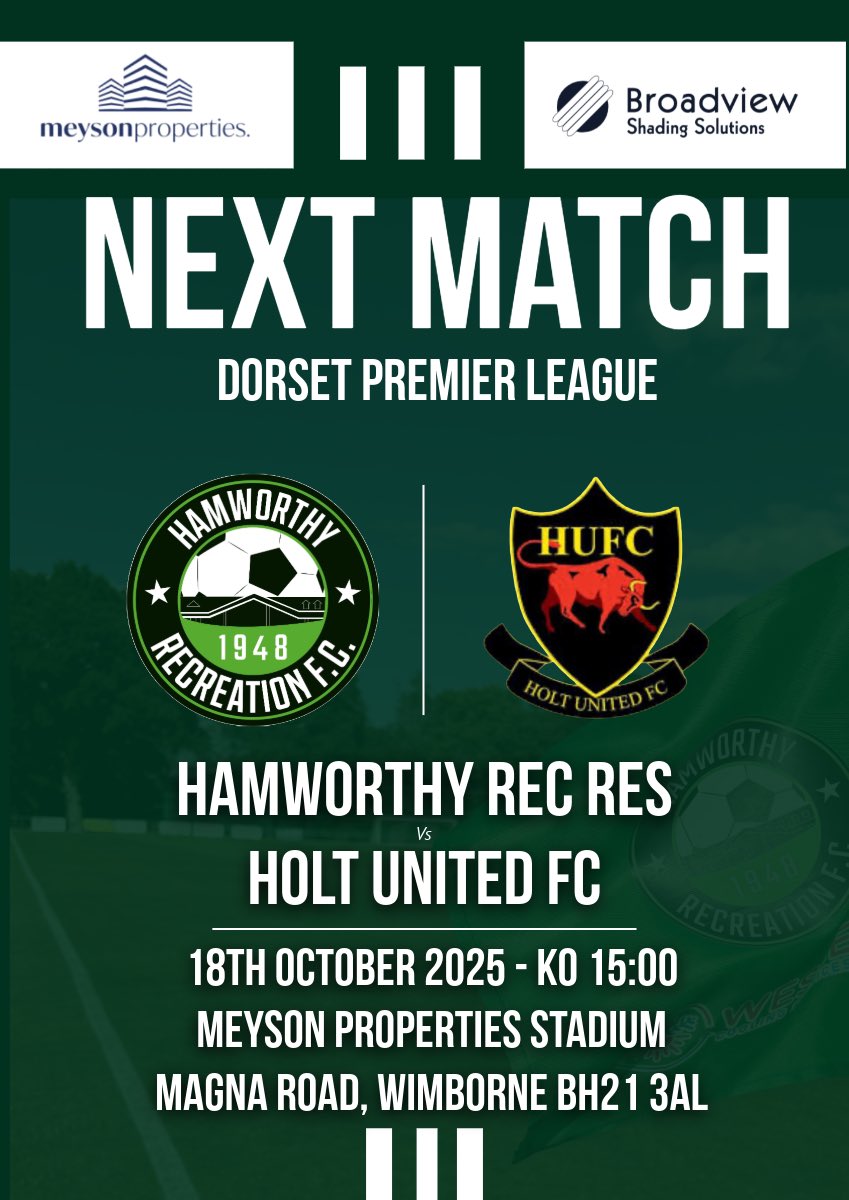 Ham_RecFCRes's tweet image. Next Up 🚨

We are back at the Meyson Properties Stadium and back to league action in the @DPL_official against @HoltUtd_FC, if you miss the coach to Penzance with the 1st team, get your self down to support the Reserves

#uptherec🟢⚪️ @MatchDayFeverr @NonLeagueCrowd…