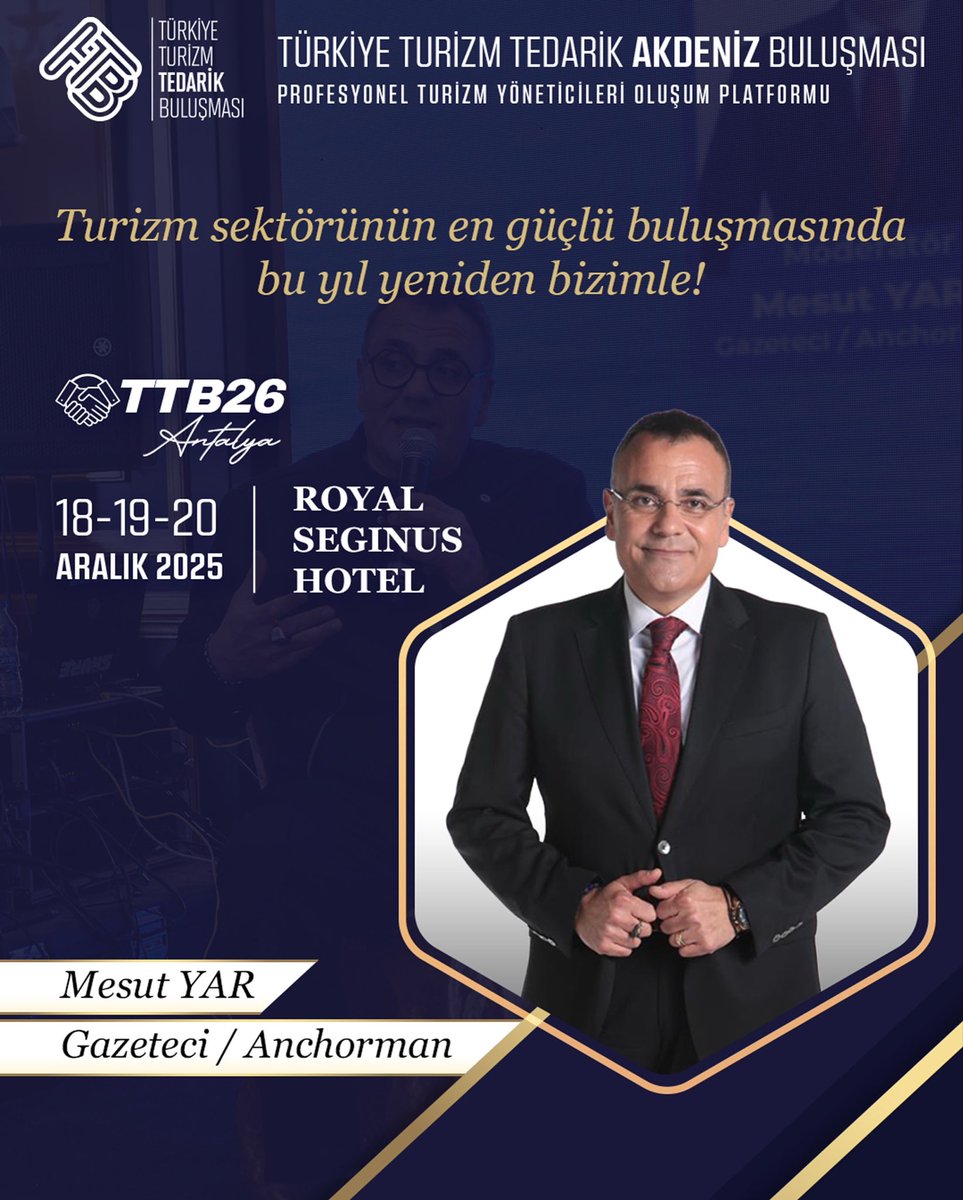 BulentBlg's tweet photo. “Gönül birliğinden Güç birliğine”
« Profesyonel Turizm  Yöneticileri Oluşum Platformu »
“ Lider markaları Turizm Profesyonelleri ile Buluşturuyoruz “

@mesutyar @ferdacekem 

#ttbturkiye #ttb26antalya 
18-19-20 Aralık / 2025 
( Royal Seginus Hotel ) https://t.co/l4t0IKWmou