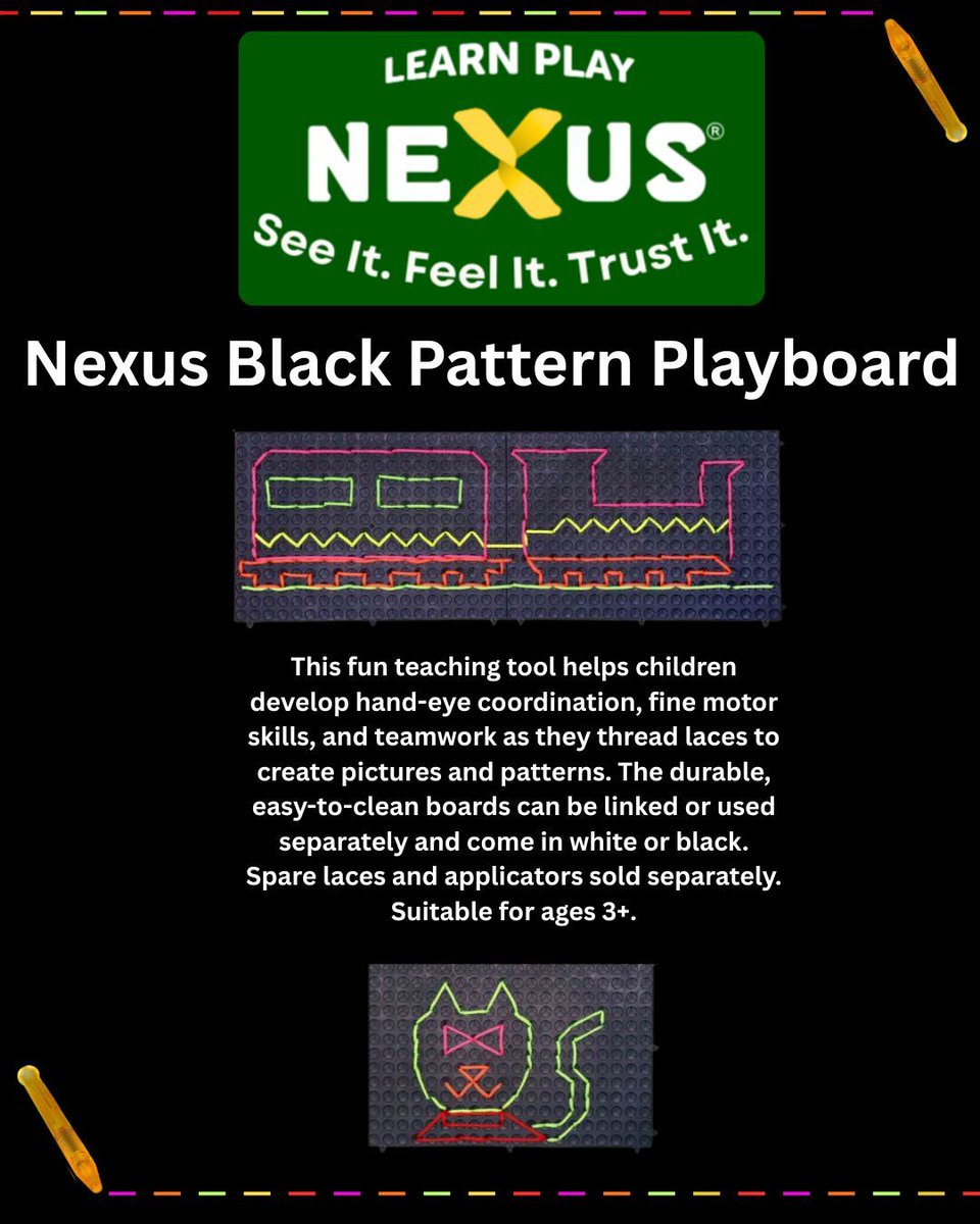 learnplaynexus's tweet image. Encourage creativity and coordination with the Nexus Black Pattern Playboard! 🧩 Designed to help children develop fine motor skills and teamwork through fun, hands-on learning. 🌈 #LearnPlayNexus #EducationalToys #STEMLearning