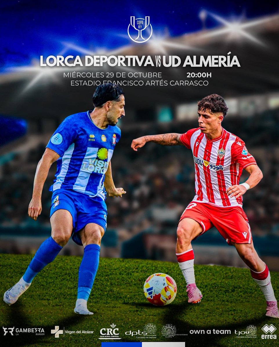 Lorca Deportiva (@lorcadeportiva) on Twitter photo 𝗣𝗥𝗘𝗖𝗜𝗢𝗦 𝗖𝗢𝗣𝗔 𝗗𝗘𝗟 𝗥𝗘𝗬 🆚 <a href="/U_D_Almeria/">UD Almería</a>
🪪 𝗦𝗢𝗖𝗜𝗢𝗦 𝙂𝙍𝘼𝙏𝙄𝙎
*𝗩𝗲𝗻𝘁𝗮 𝗮𝗻𝘁𝗶𝗰𝗶𝗽𝗮𝗱𝗮 (𝙝𝙖𝙨𝙩𝙖 𝙚𝙡 𝙙𝙤𝙢𝙞𝙣𝙜𝙤 26 𝙙𝙚 𝙤𝙘𝙩𝙪𝙗𝙧𝙚):
➡️ 𝗧𝗥𝗜𝗕𝗨𝗡𝗔: 𝟮𝟬€
➡️ 𝗙𝗢𝗡𝗗𝗢 𝗦𝗨𝗥: 𝟭𝟬€
➡️ 𝗦𝗘𝗖𝗧𝗢𝗥 𝗩𝗜𝗦𝗜𝗧𝗔𝗡𝗧𝗘 𝗚𝗥𝗔𝗗𝗔 𝗣𝗥𝗘𝗖𝗜𝗢𝗦 𝗖𝗢𝗣𝗔 𝗗𝗘𝗟 𝗥𝗘𝗬 🆚 <a href="/U_D_Almeria/">UD Almería</a>
🪪 𝗦𝗢𝗖𝗜𝗢𝗦 𝙂𝙍𝘼𝙏𝙄𝙎
*𝗩𝗲𝗻𝘁𝗮 𝗮𝗻𝘁𝗶𝗰𝗶𝗽𝗮𝗱𝗮 (𝙝𝙖𝙨𝙩𝙖 𝙚𝙡 𝙙𝙤𝙢𝙞𝙣𝙜𝙤 26 𝙙𝙚 𝙤𝙘𝙩𝙪𝙗𝙧𝙚):
➡️ 𝗧𝗥𝗜𝗕𝗨𝗡𝗔: 𝟮𝟬€
➡️ 𝗙𝗢𝗡𝗗𝗢 𝗦𝗨𝗥: 𝟭𝟬€
➡️ 𝗦𝗘𝗖𝗧𝗢𝗥 𝗩𝗜𝗦𝗜𝗧𝗔𝗡𝗧𝗘 𝗚𝗥𝗔𝗗𝗔