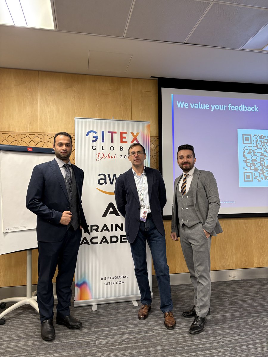 SaeedSmart95's tweet photo. Honored to join the AWS AI Training — an incredible experience exploring the power of AI in the cloud.

#AWS #ArtificialIntelligence #MachineLearning #CloudComputing #AWSAI #GenerativeAI #Innovation #LearningJourney #TechLeadership #AITransformation #GITEXGLOBAL #GITEX2025 https://t.co/2Qphe9lJfc