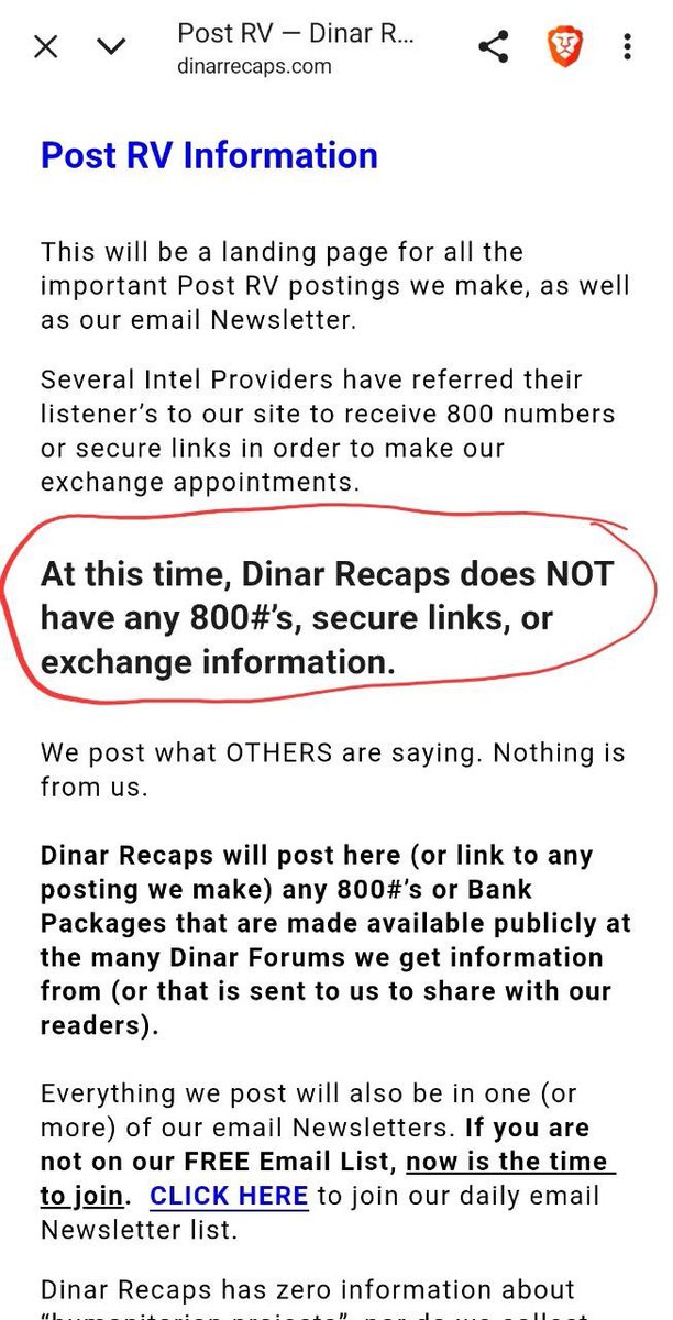 argosaki's tweet photo. FOR MY RV FAM => 800# numbers: if you’re looking… You can can go to the Dinar Recaps site and click the 3 lines on any story, then search for Post RV, click and see if the 800# is posted yet… 🙏🙏🙏 https://t.co/zT7Ev4DDqk