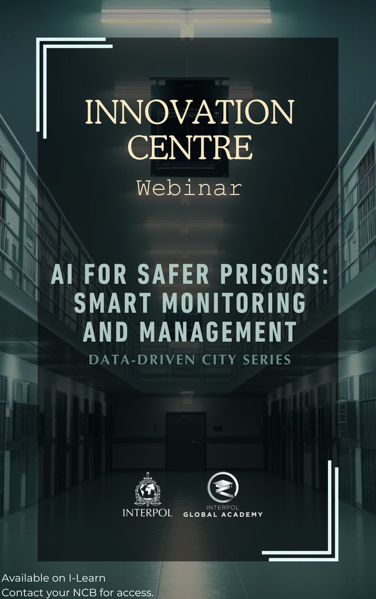 INTERPOL_CBT's tweet photo. Unlocking a safer, more ethical future for penal institutions! Our recent webinar explored AI-enhanced monitoring &amp; detection, featuring global experts. Watch the recording via I-Learn.

Contact your NCB for access. 🔐
#INTERPOL #INTERPOLTraining https://t.co/5O0dqEYj8S