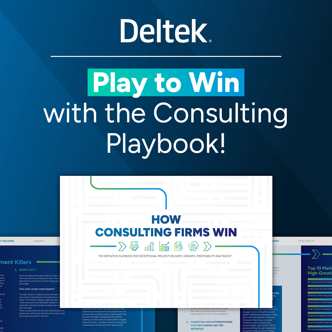 Deltek_Intl's tweet image. Winning consulting firms don’t wait for change — they lead it. Discover four proven strategies to transform your consulting practice in the Consulting Playbook. 🚀 Start your transformation: ow.ly/Y5we50XalqY 
#ManagementConsulting #DeltekProjectNation