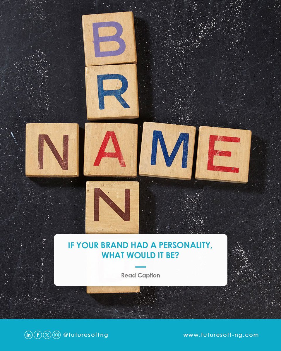 futuresoftng's tweet image. Every brand has a personality: bold, calm, playful, or sophisticated. Your brand’s tone and design should reflect how you want your audience to feel when they interact with you.

If your brand were a person, how would you describe them?

#FutureSoft #PersonalBranding