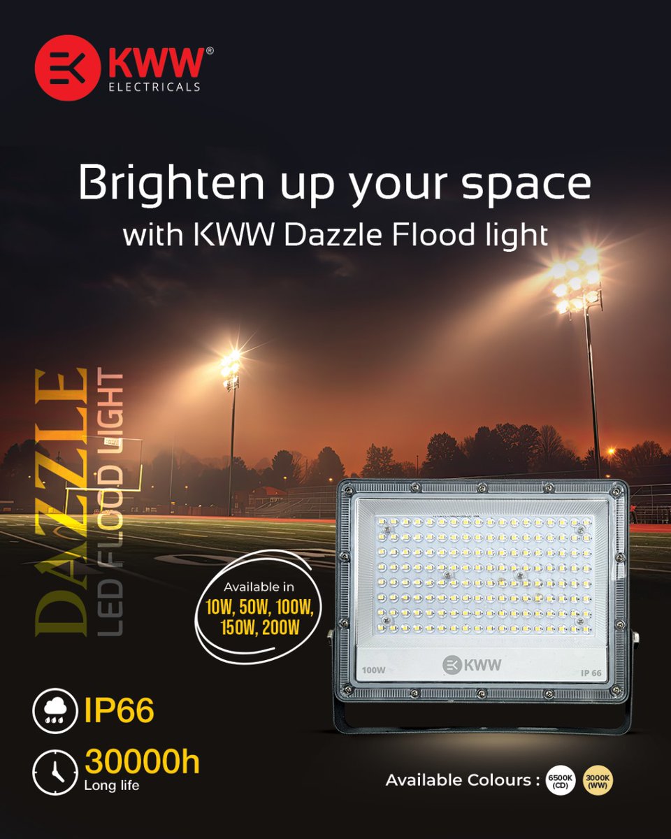 kww_electricals's tweet image. KWW Dazzle Flood Lights bring energy-efficient illumination to every corner - powerful, weatherproof, and built to last.
#dazzleledfloodlight #floodlight #LED #LEDLighting #kwwelectricals #KWW kwwelectricals.com