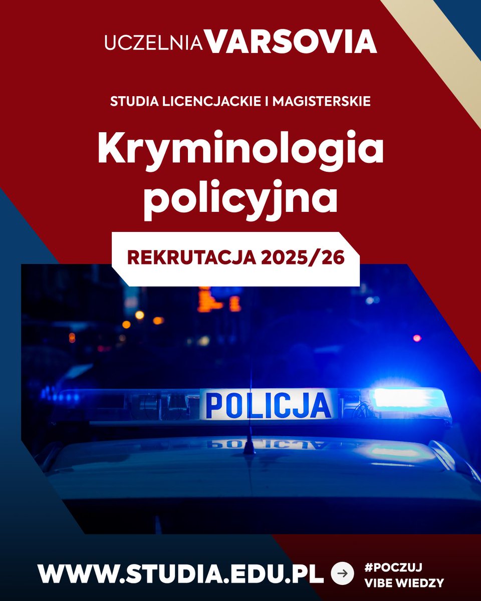 🎓 Studiuj Kryminologię w Uczelni Varsovia ❗️ Wpisowe 0️⃣ zł ‼️Rekrutacja 2025/26 trwa – zapisz się już dziś❗️

➡️ Kryminologia (I i II stopnia)

Wybierz swoją specjalność:
🔷 Detektywistyka i kryminalistyka
🔷 Kryminologia i kryminalistyka
🔷 Kryminologia i resocjalizacja
🔷