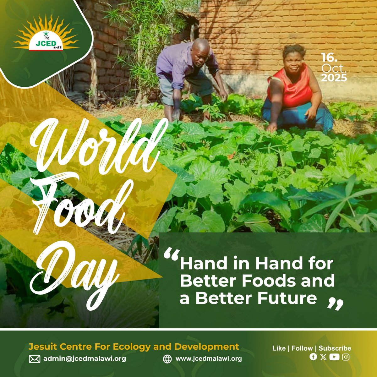 JCED_Malawi's tweet photo. Growing food, Growing Change 

#WorldFoodDay
#WorldFoodDay2025
#HandInHand
#ZeroHunger
#SustainableFarming
#FoodSecurity
#FAO80
#FoodForAll
#MalawiRising
#JCED https://t.co/FVcpCBRvAa
