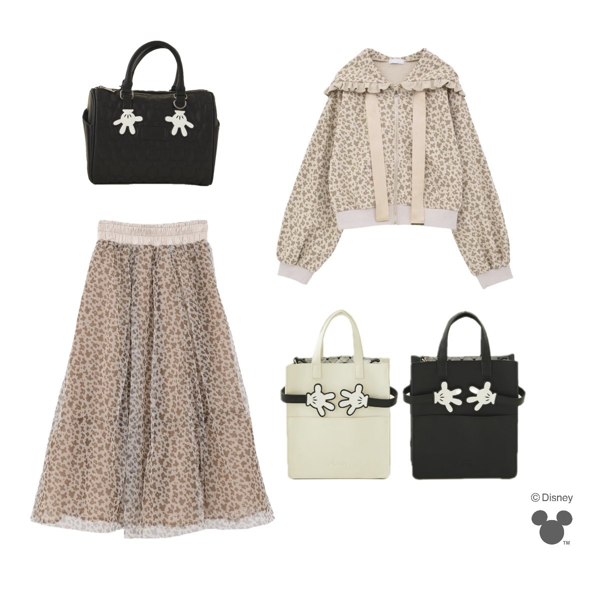 ⭐️新品⭐️アリーム　ディズニー　ミッキー　キルティングスカート　オフホワイト ⭐️新品⭐️アリーム ディズニー ミッキー キルティング