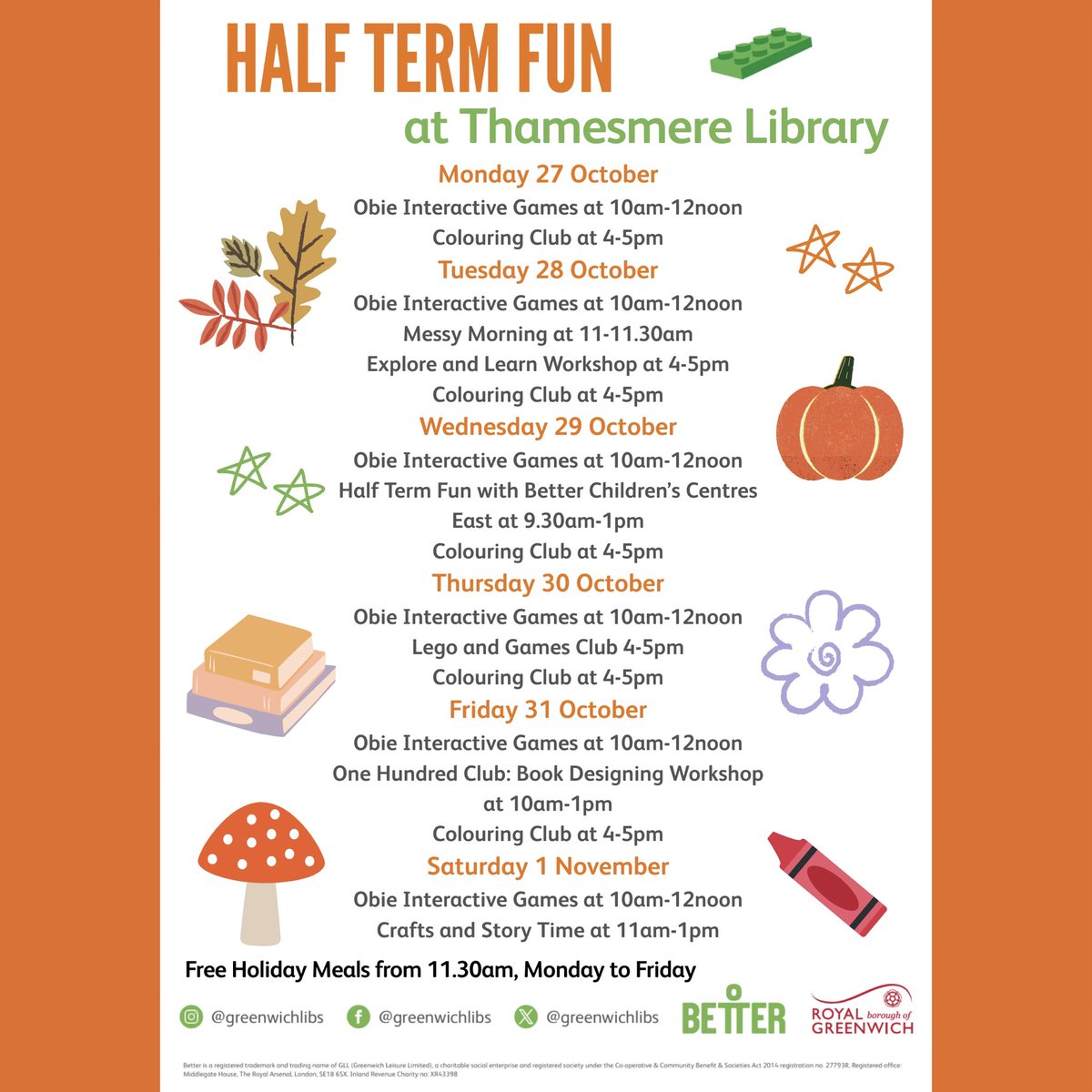 ThamesmereLib's tweet photo. We have an exciting range of fun and free activities for children this coming #HalfTerm at #ThamesmereLibrary! ✨ Join the fun including Lego building, interactive games, arts and crafts, stories, free holiday meals and more! 🍎 🎨 📚 #LoveYourLibrary https://t.co/jOVNW8ESyG