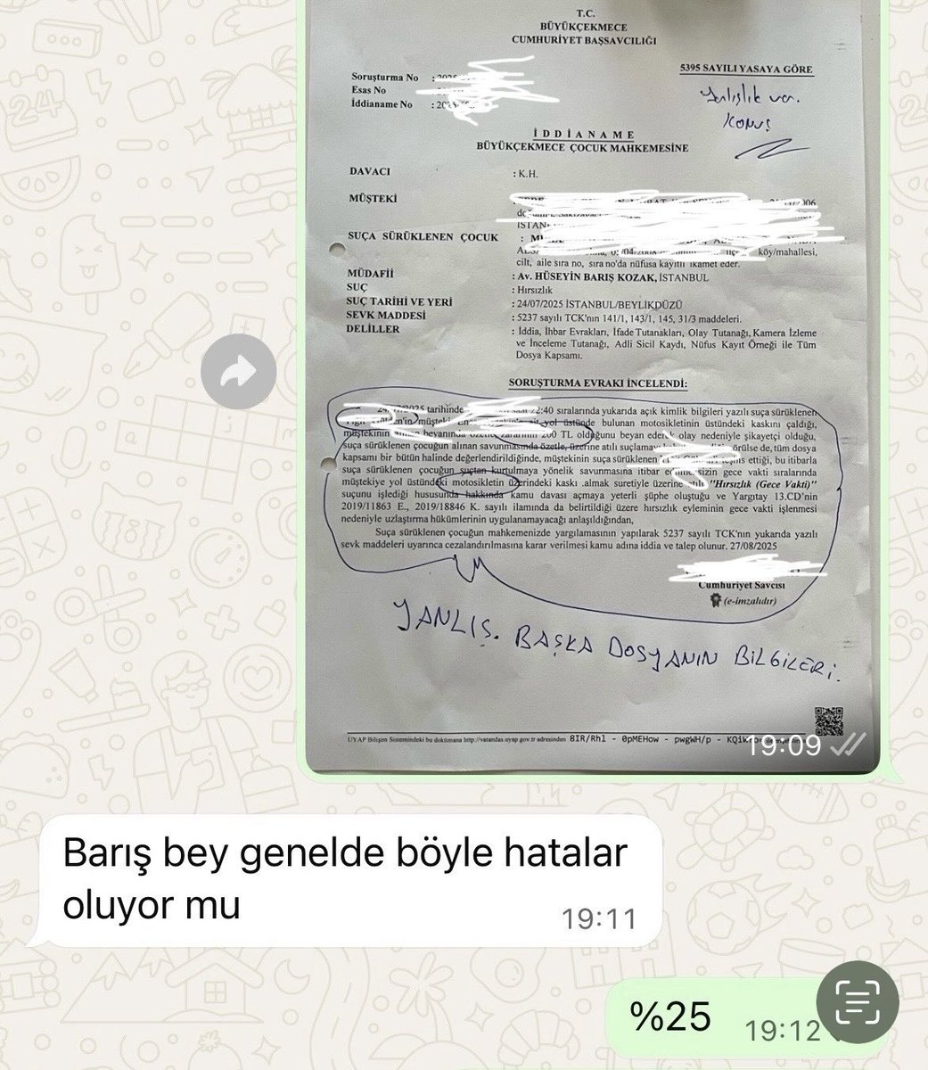 Bir müvekkilimin savcılık ifadesini verdik ve dosyada KYOK bekliyorum. Birkaç ay sonra kararı öğrenmek için savcılığa gittiğimde müvekkil aleyhine iddianame düzenlendiğini gördüm ancak iddianame içeriğinin müvekkilin dosyası ile alakası yok sadece müvekkilin kimlik ve adres