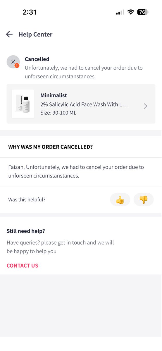 maktabfk2's tweet photo. @myntra Order No: 131221522287285787103
I have ordered this product from myntra
And they cancelled this order on delivery date, i used mynCash for this order and they refunded it, but some munCash was expired before refund, I lost my mynCash and didn’t get product, worst service https://t.co/AWNptTGoXd