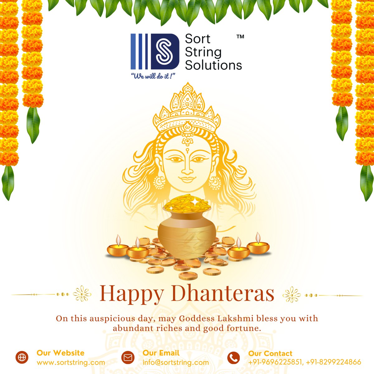 sort_string's tweet image. 💰✨ Happy Dhanteras ✨💰
May this day bring abundance, optimism & success.
At Sort String Solutions LLP, we celebrate prosperity through vision, innovation & meaningful growth. 🌟💛
#Dhanteras #Prosperity #NewBeginnings #StartupSpirit
