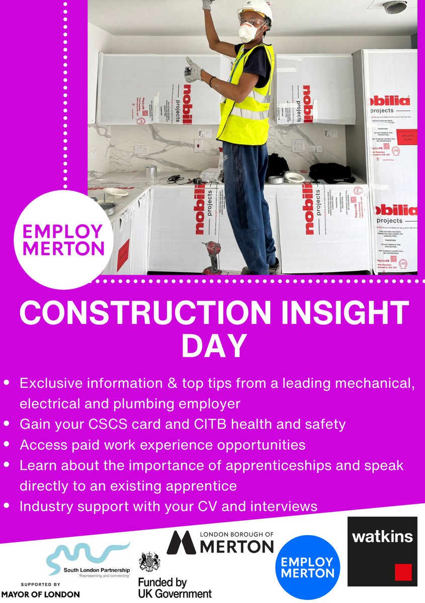 EmployMerton's tweet photo. We are hosting an insight day for all things CONSTRUCTION! 

An exciting opportunity to learn more about the industry, gain key knowledge from an industry employer and gain your CSCS card and access work placements.

Get in touch to apply before the deadline - 23/10/2025 https://t.co/DpdtLwkcKX