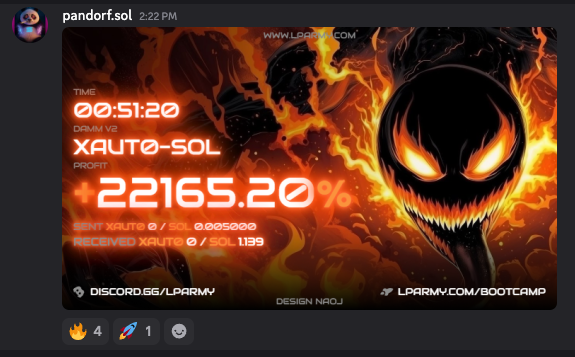 mestredosalphas's tweet photo. 🔥 +22.165% em XAUTO-SOL na DAMM V2! @pandorfsol 

Menos de 1 hora de operação pra multiplicar o capital de forma insana.
Disciplina, leitura e precisão — é assim que os Mestres dos Alphas operam.

🚀 Faça parte da comunidade: https://t.co/GYvcYj1Bwj https://t.co/mqokMmFLkl