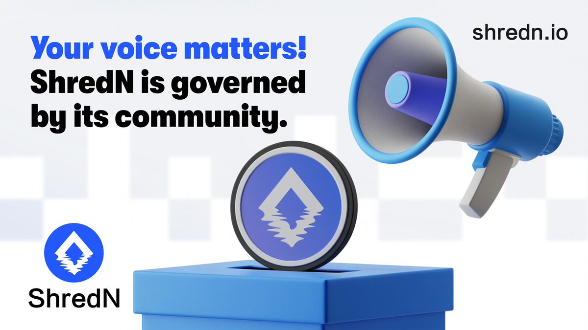 🗳 Your voice matters! #ShredN is governed by its community.

🌟 Co-decide on projects and protocol direction, and craft the future of NFT liquidity together.

⚡️This isn't just a protocol; it's a movement for a more liquid #NFT ecosystem. Join us.

$SHRED