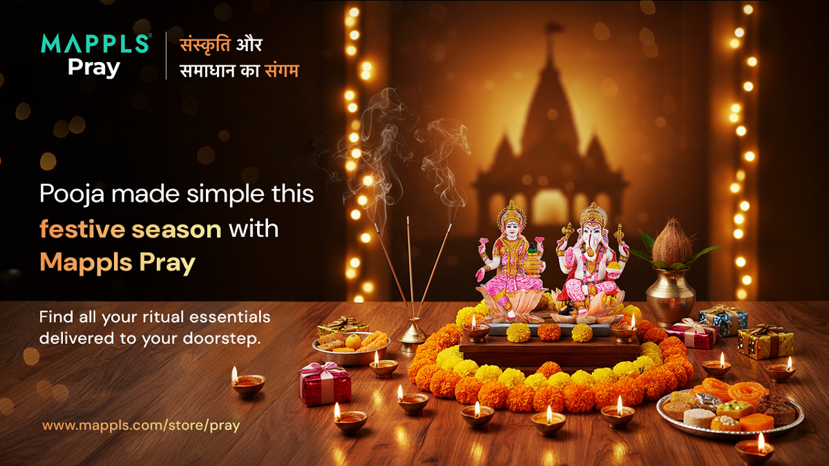 Celebrate the joy of festive celebrations with Mappls Pray — where every ritual essential is lovingly Swadeshi. From handcrafted diyas to home decors, support local brands and bring home the warmth of our heritage. This festive season, let Mappls Pray make your festivals simple,