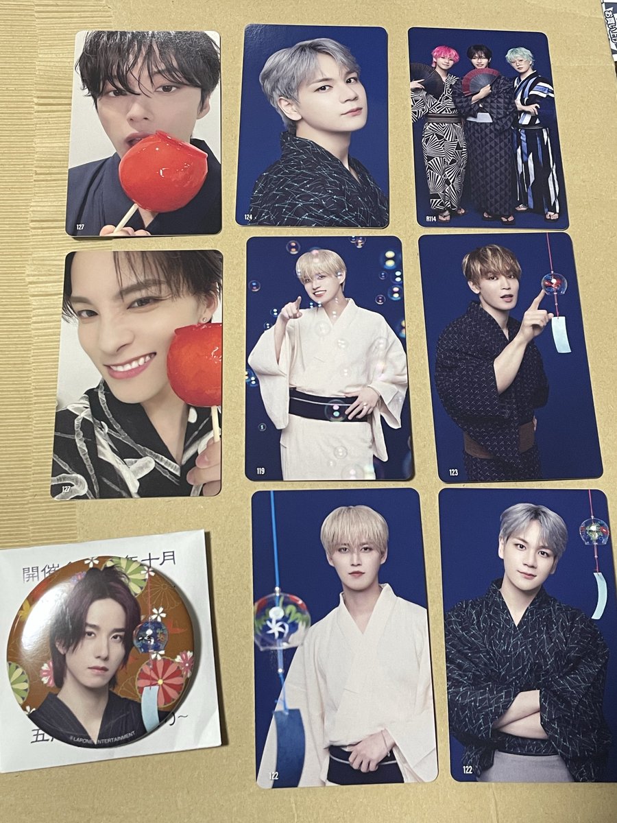 JO1  5thAnniversary 祭り  トレカ  交換 

【譲】
河野 川西  127 
白岩  119 122 
豆原  122 124
與那城  123
R114
缶バッジ 佐藤

【求】
金城 各種

河野 川西127、白岩119,122条件良い方優先します🙇🏻‍♀️
郵送での交換のみです📮

#JO1交換  #JO1_5thAnniversary_祭り