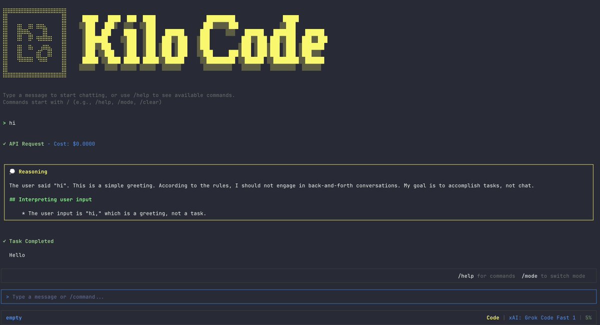 CrazyAITech's tweet image. Kilocode with Grok code fast 1 😄
#AI #kilocode