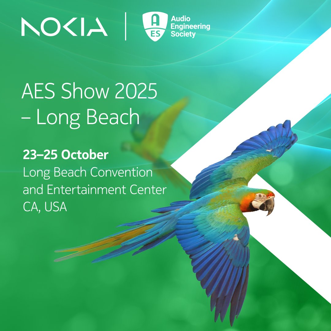 NokiaAudioTech's tweet image. Time to immerse yourself in audio. 🎧 At #AESShow Long Beach, hear the future of calling and 6DoF XR audio at Nokia booth 312. Live demos: 3GPP IVAS and a preview of MPEG-I immersive audio. Oct 23–25, 2025. Don’t miss it.