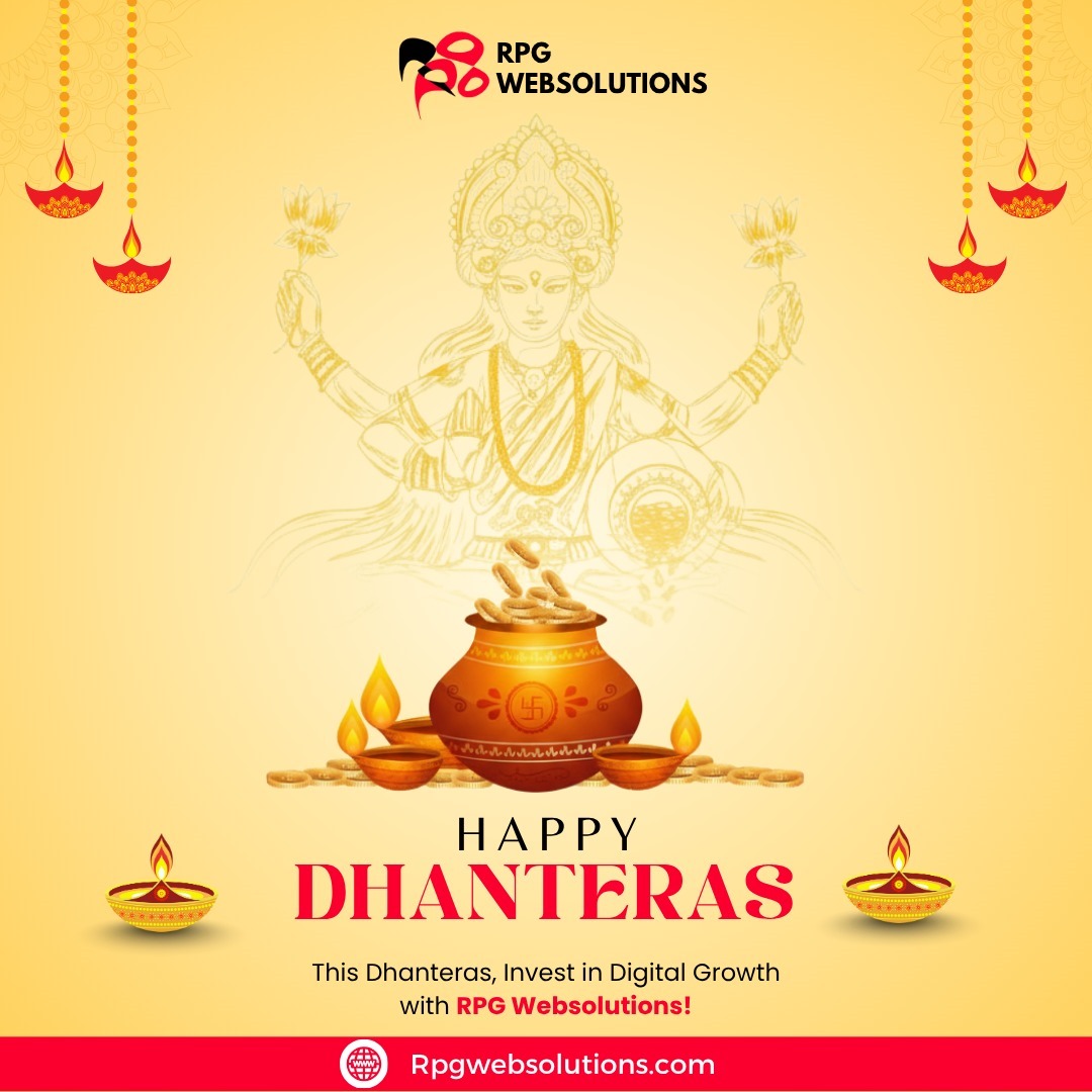 RPGWebSolution's tweet image. 🪔Unlock Prosperity with Digital Success this Dhanteras!
Discover how smart online growth can shine brighter than gold🪙🪙.
#HappyDhanteras #RPGWebsolutions #DigitalGrowth #FestiveOffers #Dhanteras2025 #WebDesign #SEOExperts #SocialMediaMarketing #RPGWebsolutionsIndia