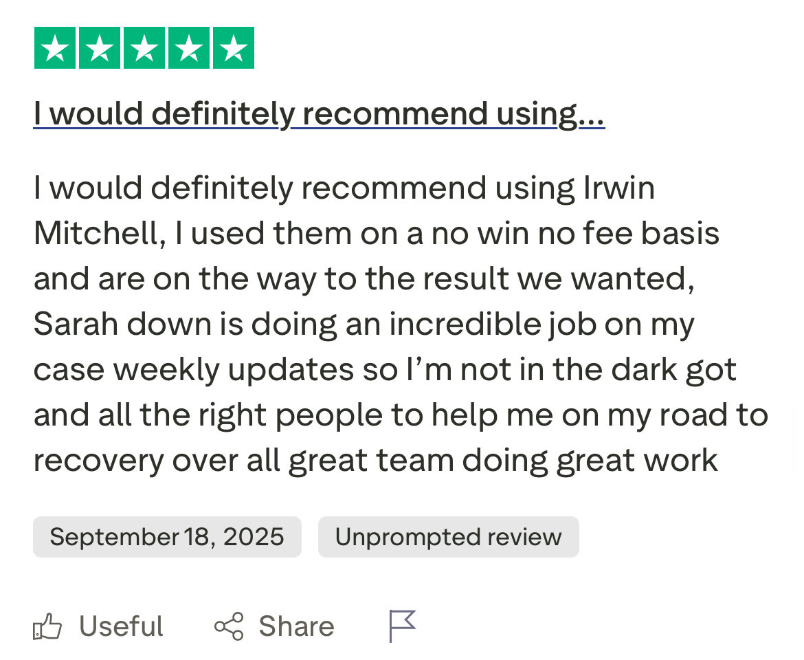 We are on a roll here, 5* Truspilot review for my fantastic colleague <a href="/SH_Downs/">Sarah Downs (née Parkin)</a> <a href="/PIandMedNeg/">Irwin Mitchell Personal Injury & Med Neg</a> #experthandhumantouch