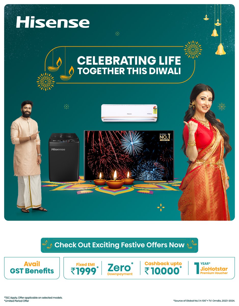 theinspirespy's tweet image. theinspirespy.com/hisense-india-…
Bring home brilliance with Hisense! 🌟 The Amazon Sale is Live — grab your Hisense TV or Hisense AC at unbeatable prices. Experience innovation from the Global No.1 brand. Shop now: amazon.in/L/90035943031
@Hisense_IND
#HisenseIndia