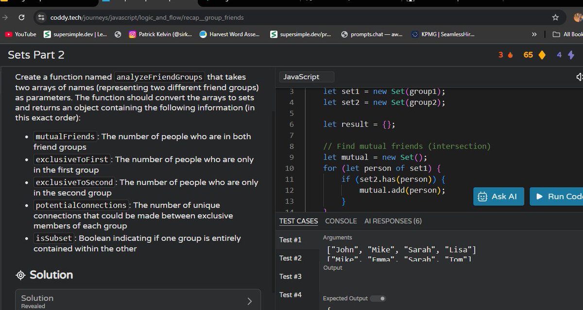 SirKelvthedev_'s tweet image. Day 2 of learning concepts in JavaScript, Keeping it going with Sets : Learnt about the various methods(add,delete,has e.t.c) & a brief revison about the switch statement, also using them in exercises by @coddy_tech . Great platform to learn the basics. #LearnToCode