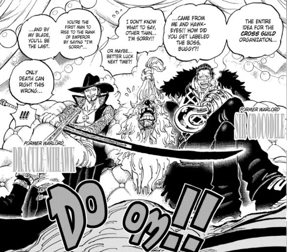 zagessj's tweet image. "If Mihawk was yonko level, he wouldn't be under Buggy even as a pass time."

The manga: