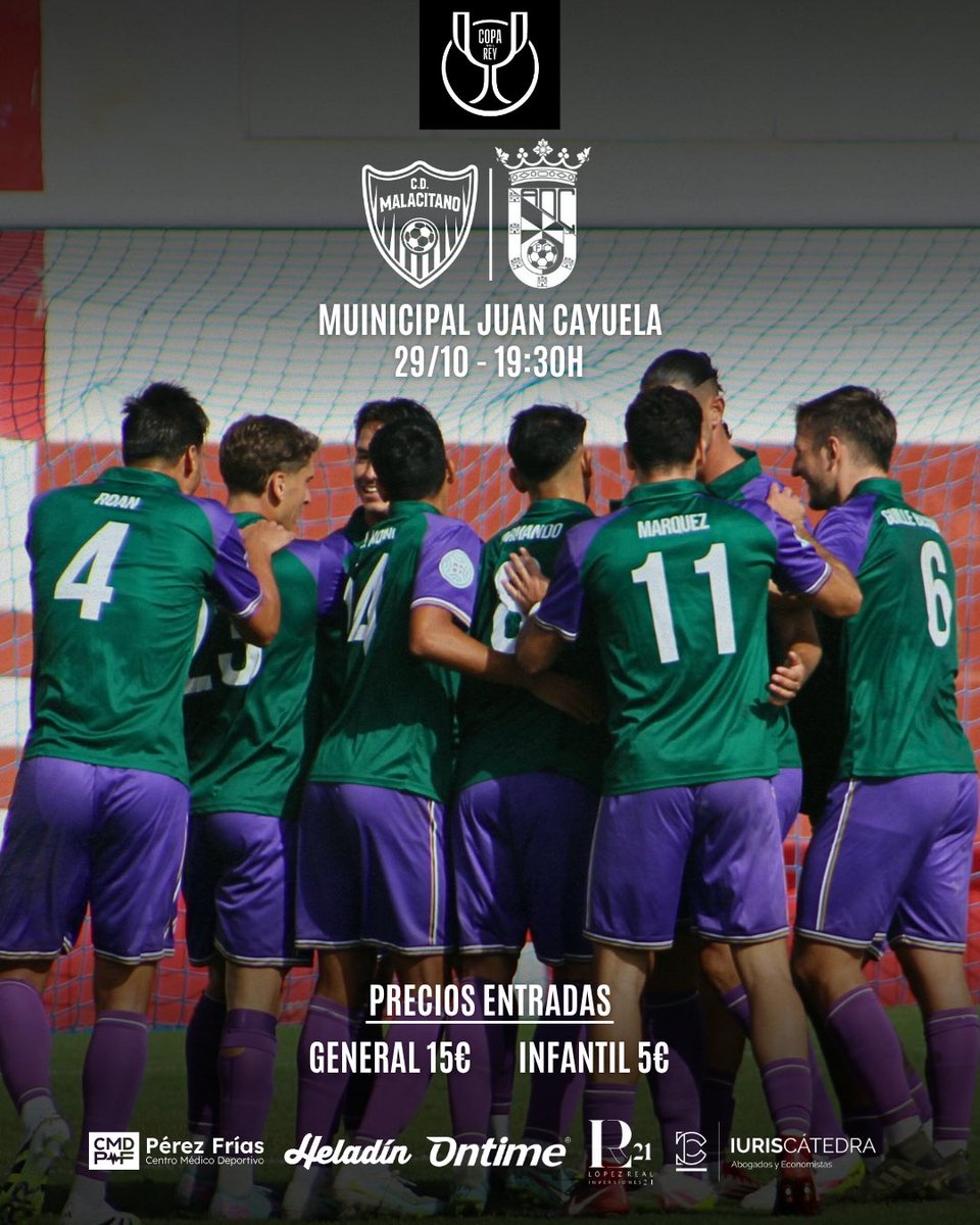 🏆 𝐂𝐎𝐏𝐀 𝐃𝐄𝐋 𝐑𝐄𝐘 | 𝑷𝑹𝑰𝑴𝑬𝑹𝑨 𝑬𝑳𝑰𝑴𝑰𝑵𝑨𝑻𝑶𝑹𝑰𝑨. 

🔗 Disponible la venta online: cdmalacitano.compralaentrada.com/eventos/

ℹ️ Muy pronto informaremos sobre la venta de entradas física en el Municipal Juan Cayuela. 

🎟️ General 15€ 
Infantil 5€ (hasta 14 años)