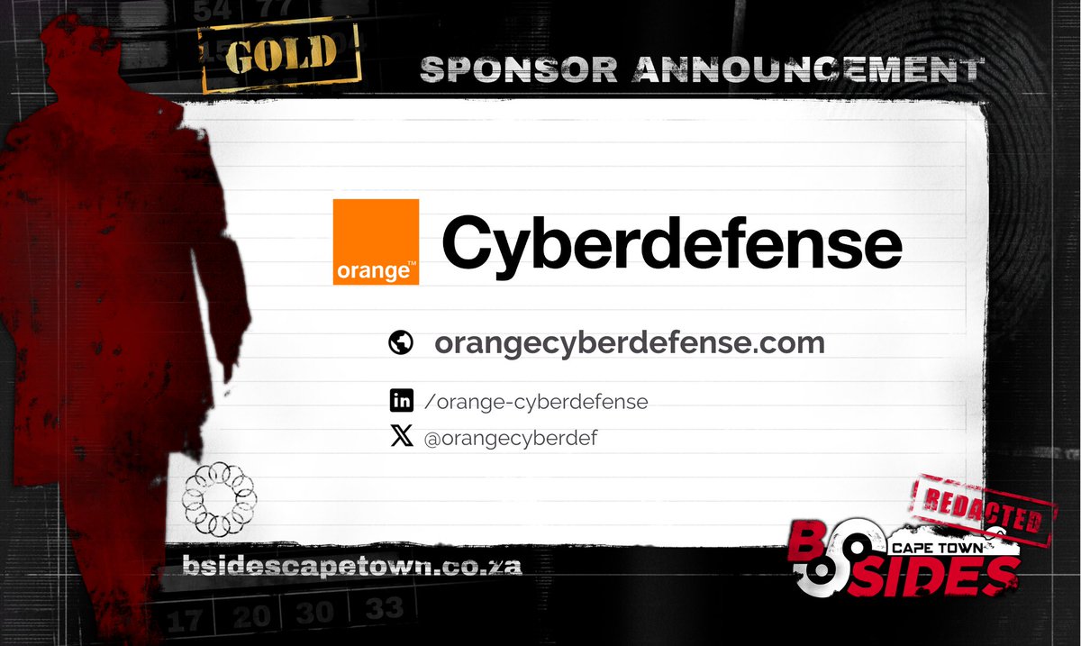 BSides Cape Town (@bsidescapetown) on Twitter photo 🧡 We’re proud to welcome <a href="/OrangeCyberZA/">Orange Cyberdefense South Africa</a> back as a Gold Sponsor for #BSidesCPT 2025!
A long-time supporter of the local infosec community, they’re once again helping us create spaces to learn, connect and grow. 🧡 We’re proud to welcome <a href="/OrangeCyberZA/">Orange Cyberdefense South Africa</a> back as a Gold Sponsor for #BSidesCPT 2025!
A long-time supporter of the local infosec community, they’re once again helping us create spaces to learn, connect and grow.