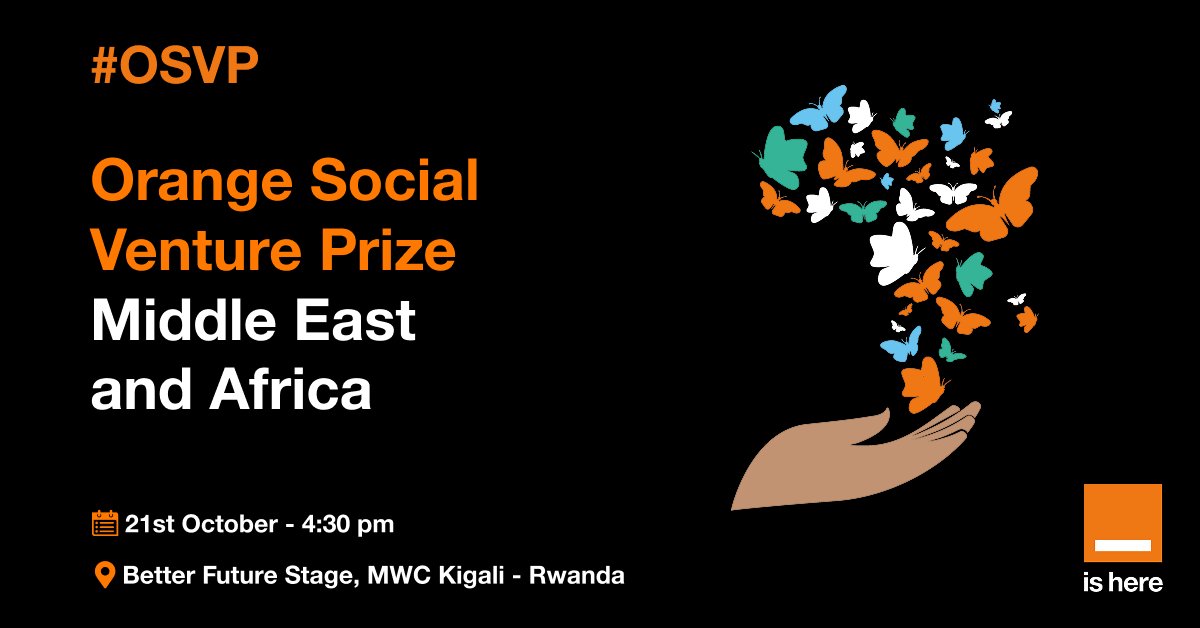 MWC (@mwchub) on Twitter photo Join <a href="/orangeafrica/">Orange Africa & Middle East</a> on 21 Oct, 4:30 PM during #MWC25 Kigali for the #OrangeSocialVenturePrize Awards Ceremony!
Come and meet with inspiring entrepreneurs and celebrate innovation, impact & entrepreneurship💡
Better Future Stage 📍
Find out more 👉 gsma.at/Qv Join <a href="/orangeafrica/">Orange Africa & Middle East</a> on 21 Oct, 4:30 PM during #MWC25 Kigali for the #OrangeSocialVenturePrize Awards Ceremony!
Come and meet with inspiring entrepreneurs and celebrate innovation, impact & entrepreneurship💡
Better Future Stage 📍
Find out more 👉 gsma.at/Qv