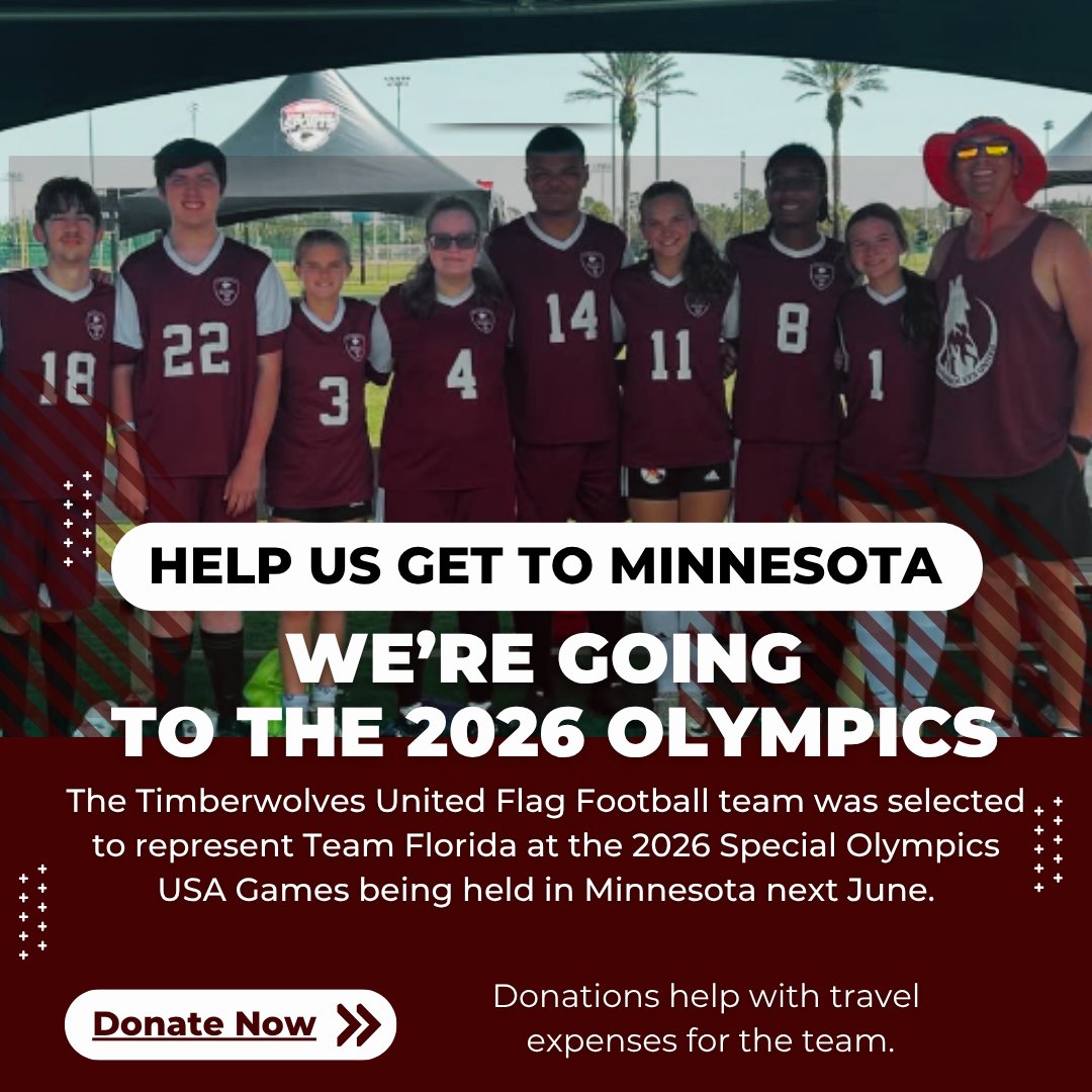 It’s a long trip to Minnesota and we need help getting there! Any donations you provide will help us represent Team Florida at the 2026 Special Olympics USA Games. 

Donate through the Special Olympics website at shorturl.at/DwjWF
