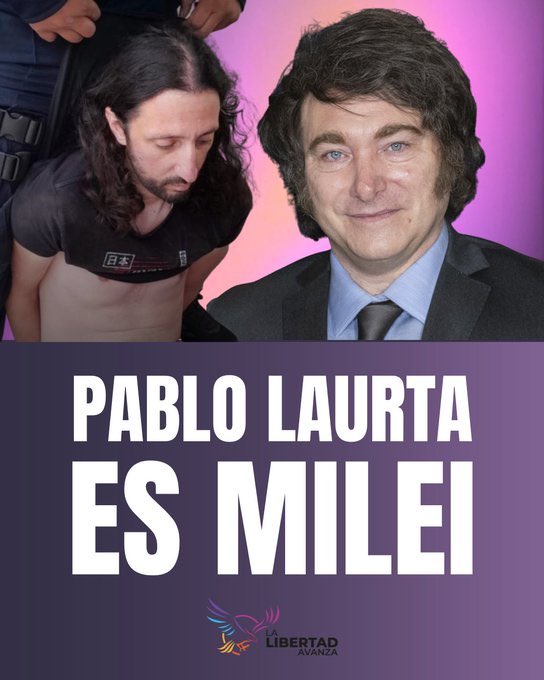 riellodecba's tweet photo. ((🔴)) Atenti!

Pablo Laurta el libertario titular de la agrupación “Varones Unidos”, acusado de asesinar a su ex esposa, a su ex suegra, y también al remisero Martín Palacios que lo transportó, le fue dictada prisión preventiva por 120 días por el asesinato de este último

♦️Cabe recordar que los ideólogos de @LLibertadAvanza @NickyMarquez1 (biógrafo de Milei) y @AgustinLaje (Titular de la Fundación FARO que reúne fondos para la campaña de Milei) son disertantes de “Varones Unidos”

El mensaje misógino y de odio NO ES INOCUO 👁

El 26 #MILEIOVOS 🫵