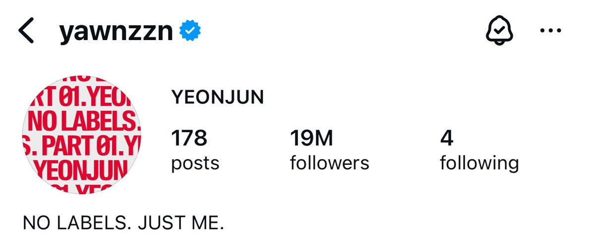 #yeonjun (@.yawnzzn) changed his instagram profile picture and bio

: NO LABELS. JUST ME.