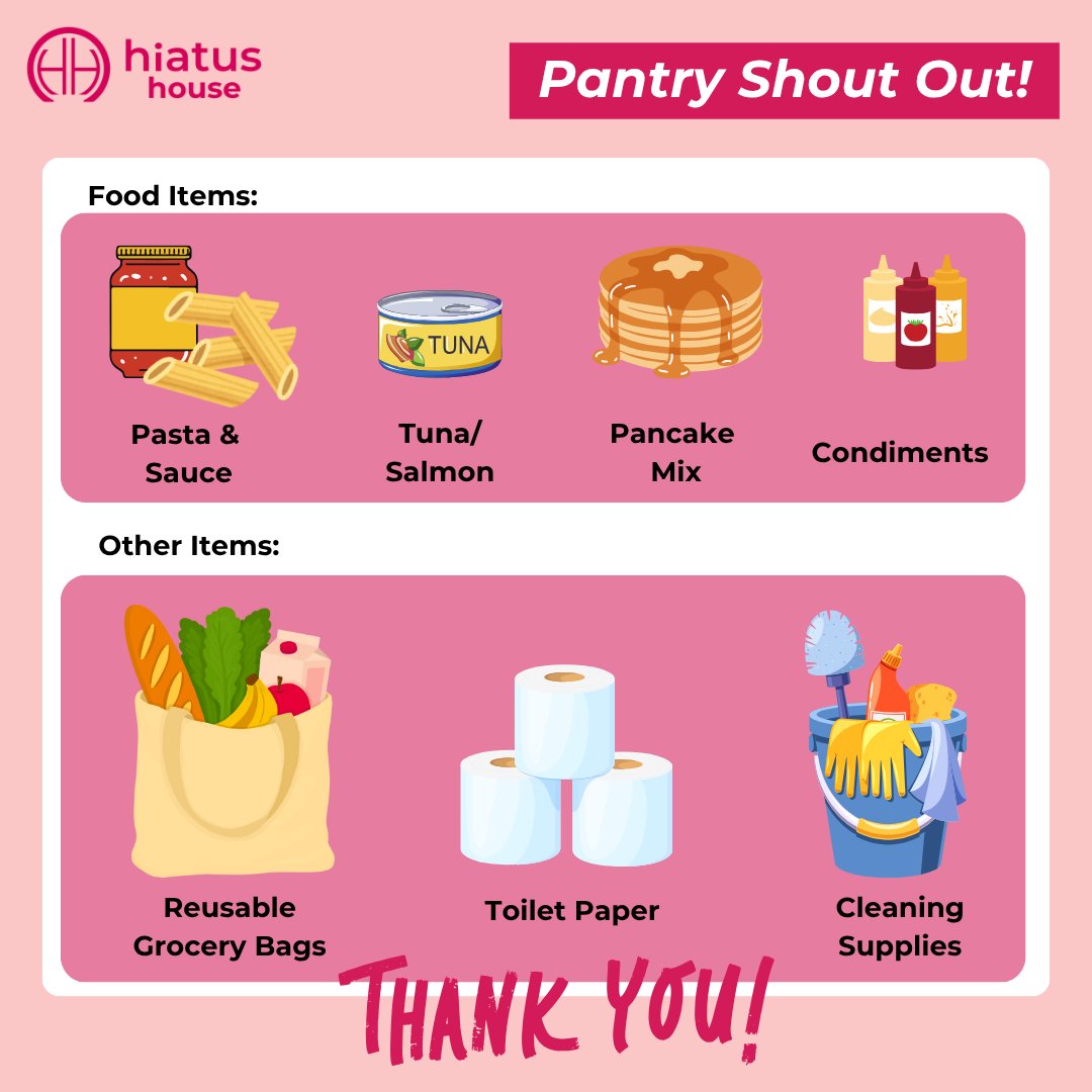 Our pantry shelves are running low, and we could use your help restocking them!

 You can drop your donations off at 250 Louis Ave. 

Every item makes a difference,  thank you for your continued kindness and support. 💜❤️

#Pantrycall #HiatusHouse #donatehiatushouse